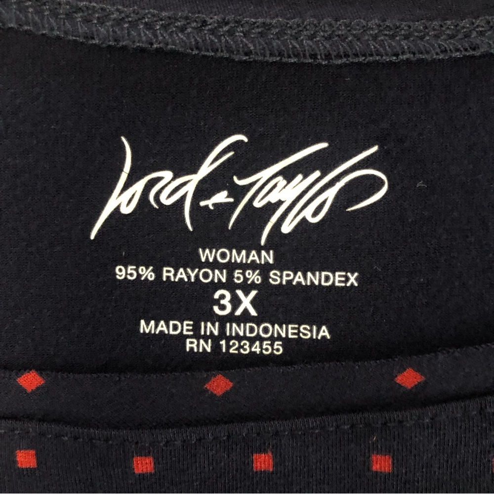 Lord Taylor Womens Tank Top Plus Size 3X LOT OF 2 Navy Blue Print & Brown Solid - Picture 6 of 13